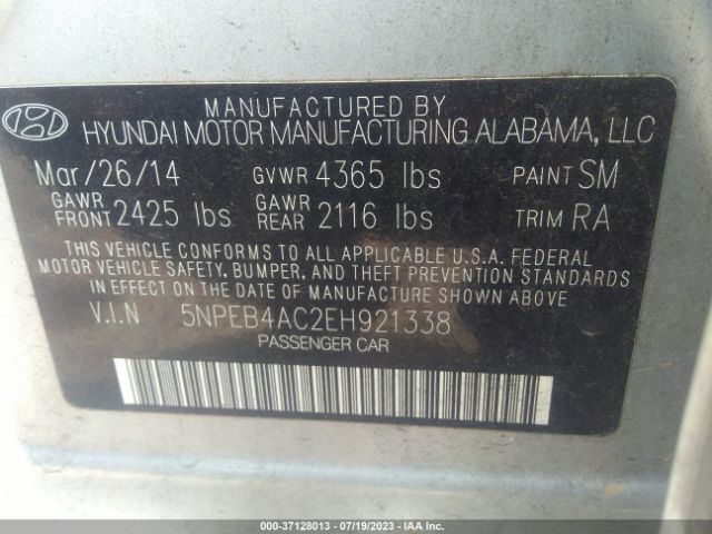 Photo 8 VIN: 5NPEB4AC2EH921338 - HYUNDAI SONATA 