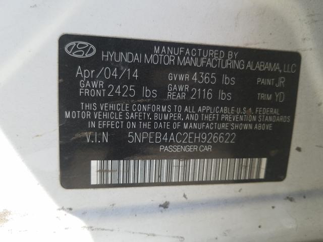 Photo 9 VIN: 5NPEB4AC2EH926622 - HYUNDAI SONATA GLS 