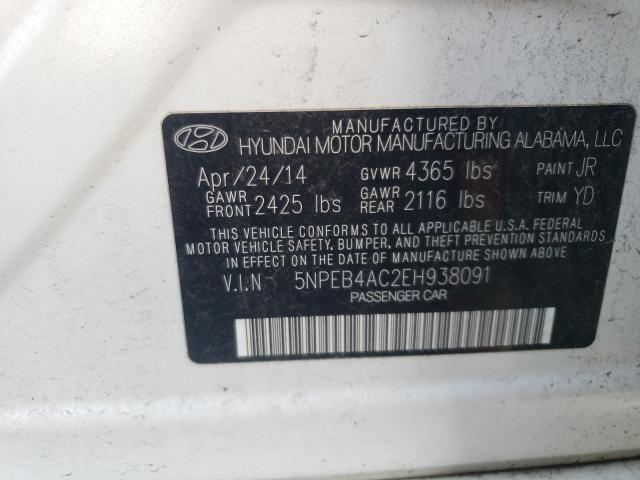 Photo 9 VIN: 5NPEB4AC2EH938091 - HYUNDAI SONATA GLS 