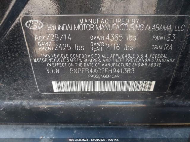 Photo 8 VIN: 5NPEB4AC2EH941363 - HYUNDAI SONATA 