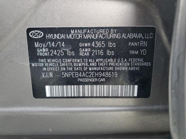 Photo 11 VIN: 5NPEB4AC2EH948619 - HYUNDAI SONATA GLS 