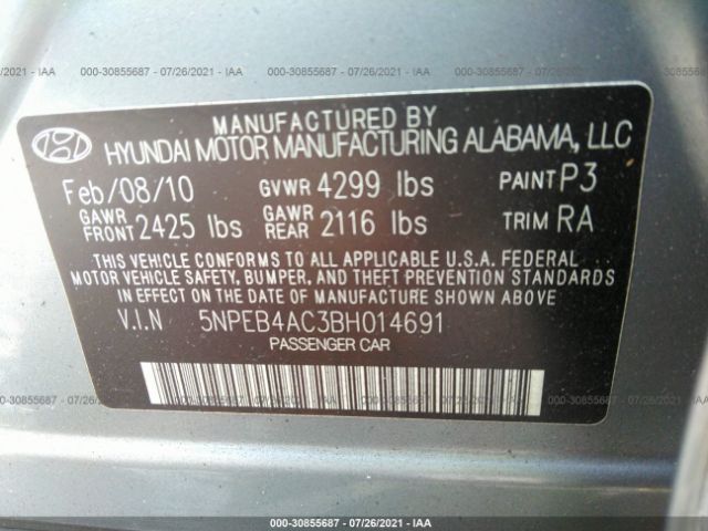 Photo 8 VIN: 5NPEB4AC3BH014691 - HYUNDAI SONATA 