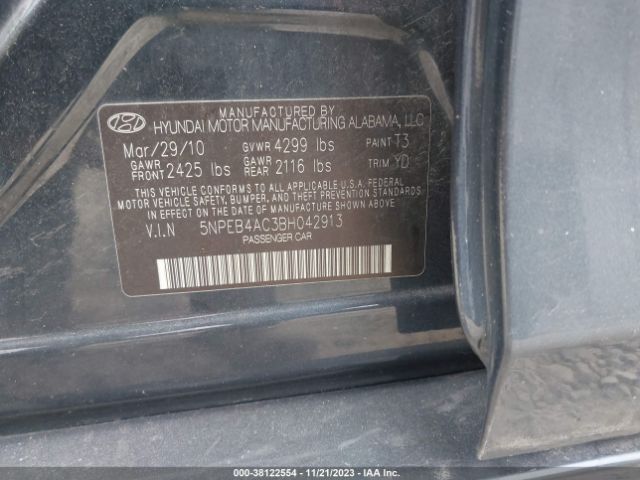 Photo 8 VIN: 5NPEB4AC3BH042913 - HYUNDAI SONATA 