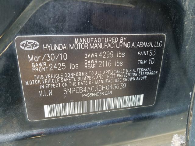 Photo 9 VIN: 5NPEB4AC3BH043639 - HYUNDAI SONATA GLS 