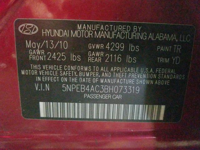 Photo 9 VIN: 5NPEB4AC3BH073319 - HYUNDAI SONATA GLS 