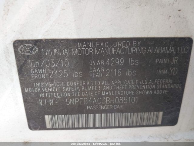 Photo 8 VIN: 5NPEB4AC3BH085101 - HYUNDAI SONATA 