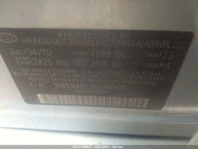 Photo 8 VIN: 5NPEB4AC3BH086474 - HYUNDAI SONATA 