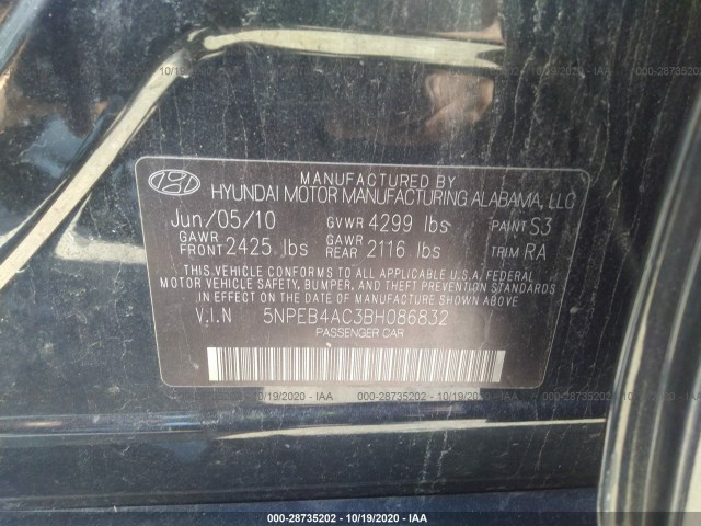 Photo 8 VIN: 5NPEB4AC3BH086832 - HYUNDAI SONATA 