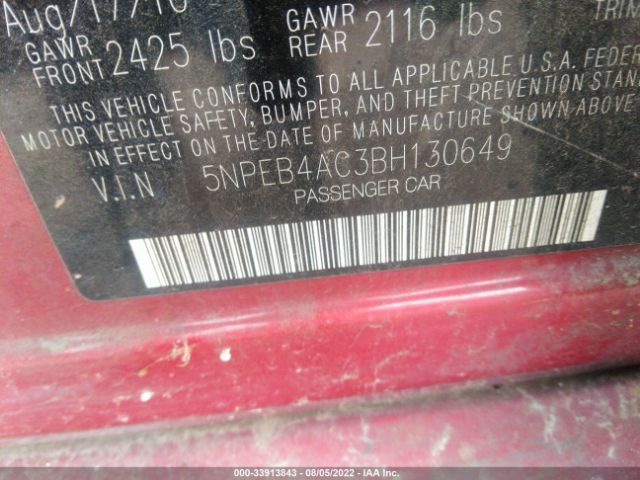 Photo 8 VIN: 5NPEB4AC3BH130649 - HYUNDAI SONATA 