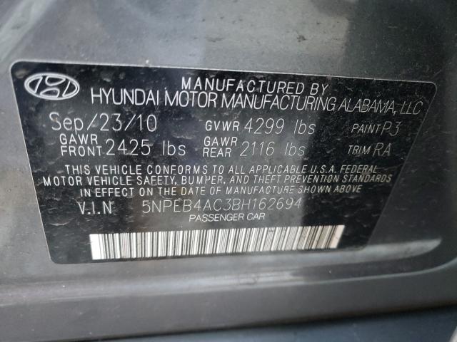 Photo 9 VIN: 5NPEB4AC3BH162694 - HYUNDAI SONATA GLS 