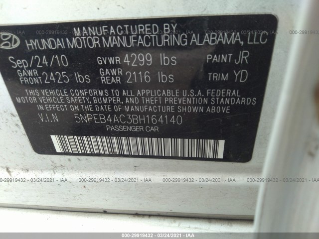 Photo 8 VIN: 5NPEB4AC3BH164140 - HYUNDAI SONATA 