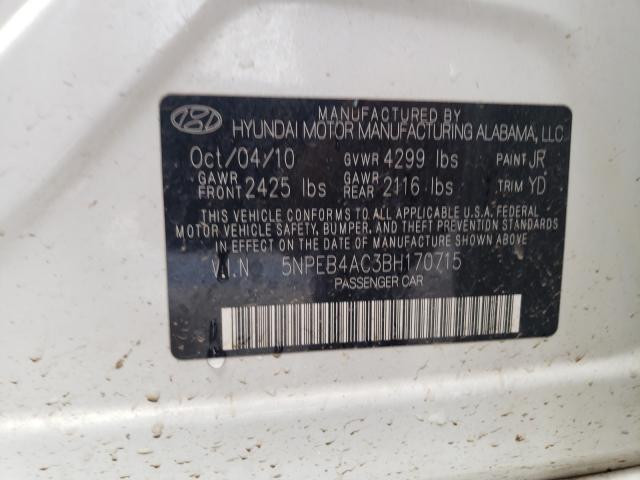 Photo 9 VIN: 5NPEB4AC3BH170715 - HYUNDAI SONATA GLS 