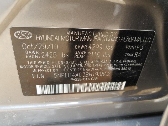 Photo 9 VIN: 5NPEB4AC3BH193802 - HYUNDAI SONATA GLS 