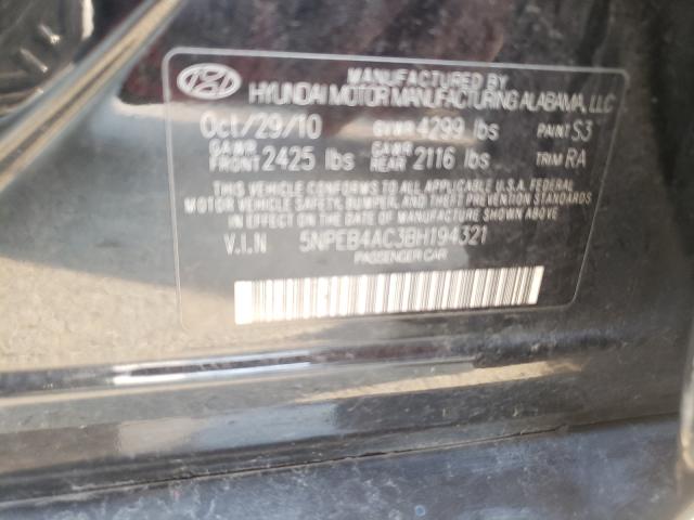 Photo 9 VIN: 5NPEB4AC3BH194321 - HYUNDAI SONATA GLS 