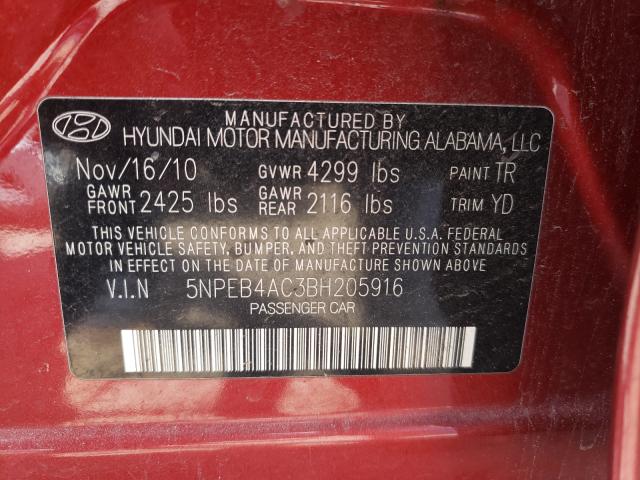 Photo 9 VIN: 5NPEB4AC3BH205916 - HYUNDAI SONATA GLS 