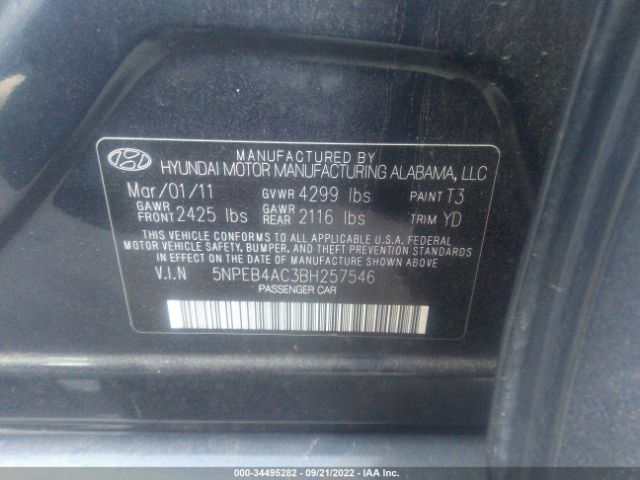 Photo 8 VIN: 5NPEB4AC3BH257546 - HYUNDAI SONATA 