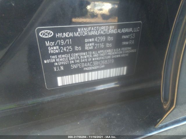 Photo 8 VIN: 5NPEB4AC3BH268319 - HYUNDAI SONATA 