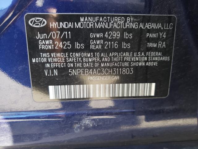 Photo 9 VIN: 5NPEB4AC3CH311803 - HYUNDAI SONATA GLS 