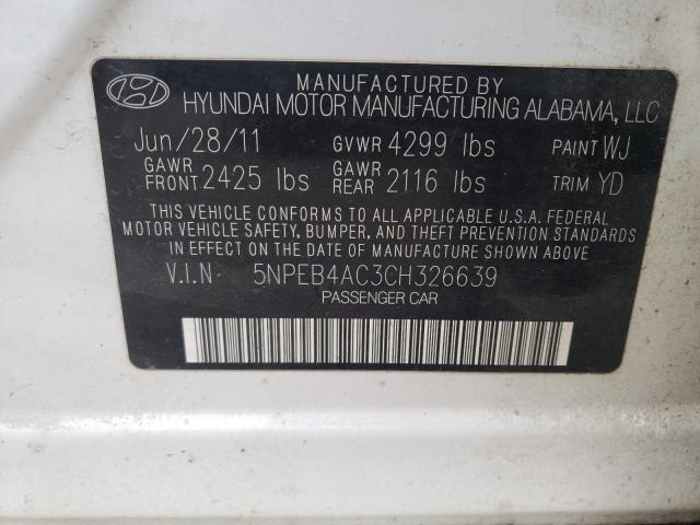 Photo 9 VIN: 5NPEB4AC3CH326639 - HYUNDAI SONATA GLS 