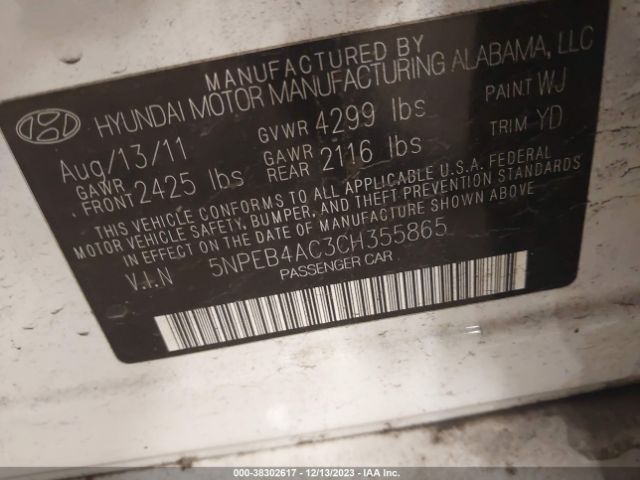 Photo 8 VIN: 5NPEB4AC3CH355865 - HYUNDAI SONATA 