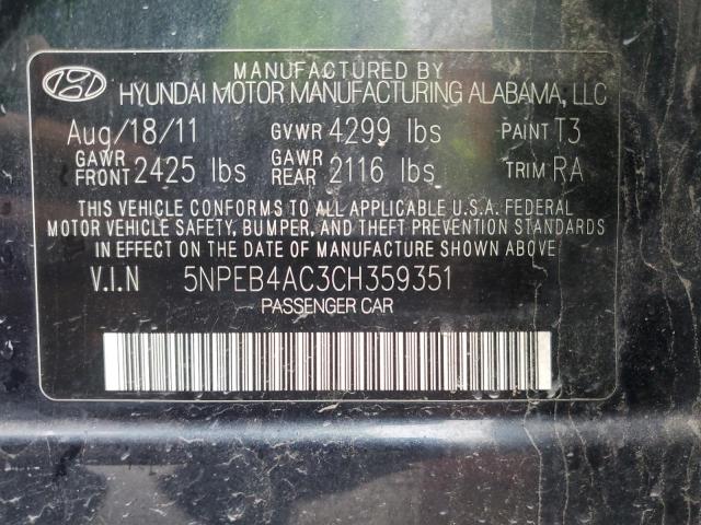 Photo 11 VIN: 5NPEB4AC3CH359351 - HYUNDAI SONATA GLS 