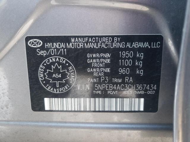 Photo 11 VIN: 5NPEB4AC3CH367434 - HYUNDAI SONATA GLS 