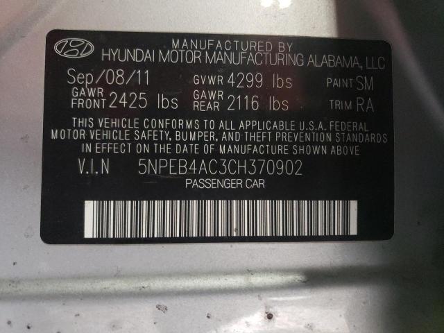 Photo 12 VIN: 5NPEB4AC3CH370902 - HYUNDAI SONATA 