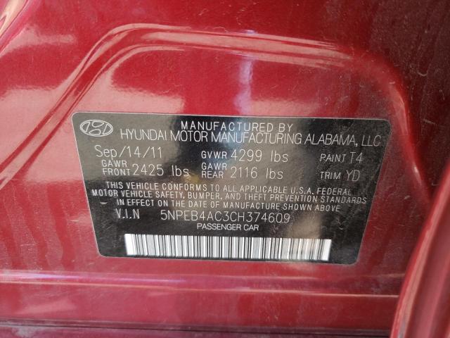 Photo 12 VIN: 5NPEB4AC3CH374609 - HYUNDAI SONATA GLS 