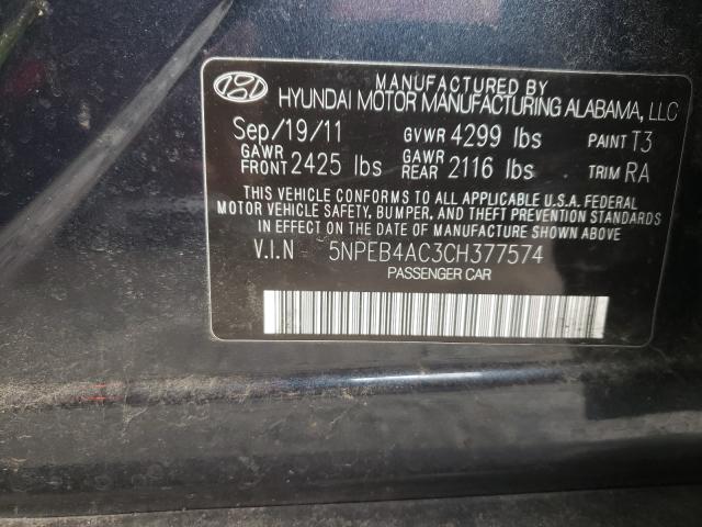 Photo 9 VIN: 5NPEB4AC3CH377574 - HYUNDAI SONATA GLS 