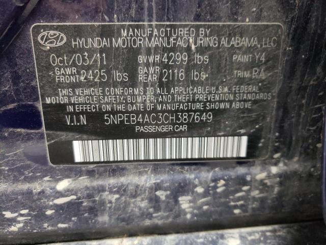 Photo 11 VIN: 5NPEB4AC3CH387649 - HYUNDAI SONATA 