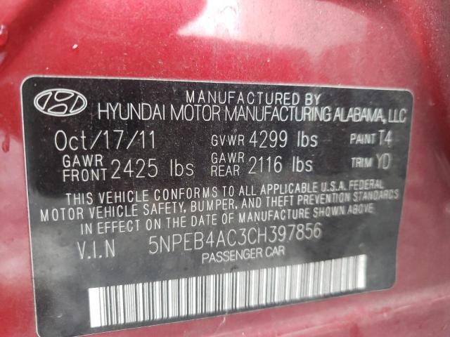 Photo 9 VIN: 5NPEB4AC3CH397856 - HYUNDAI SONATA GLS 