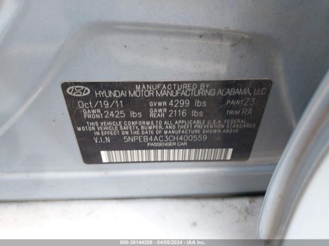 Photo 8 VIN: 5NPEB4AC3CH400559 - HYUNDAI SONATA 