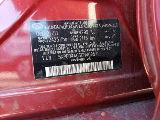 Photo 11 VIN: 5NPEB4AC3CH402571 - HYUNDAI SONATA GLS 