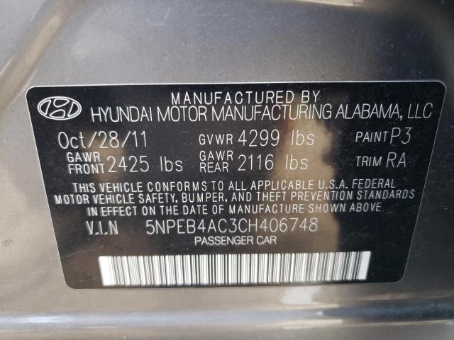 Photo 12 VIN: 5NPEB4AC3CH406748 - HYUNDAI SONATA GLS 