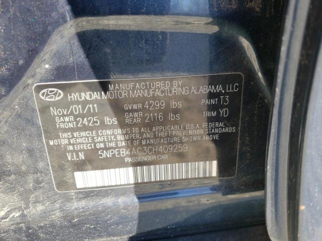 Photo 11 VIN: 5NPEB4AC3CH409259 - HYUNDAI SONATA GLS 