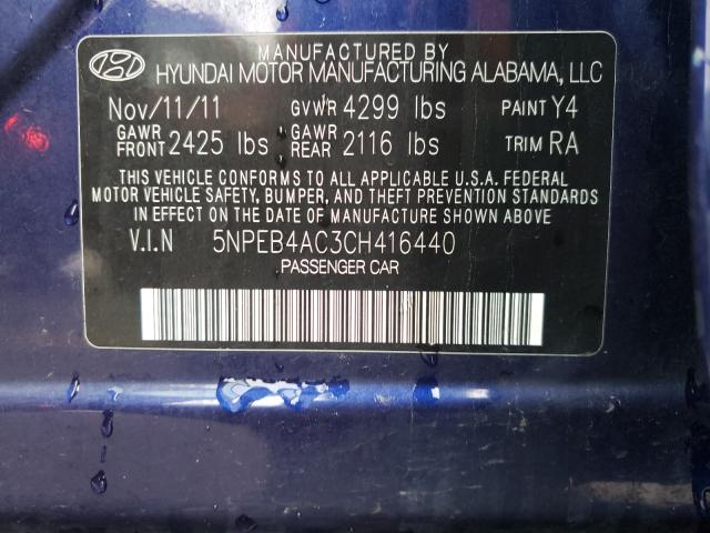 Photo 9 VIN: 5NPEB4AC3CH416440 - HYUNDAI SONATA GLS 