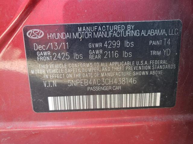 Photo 11 VIN: 5NPEB4AC3CH438146 - HYUNDAI SONATA 