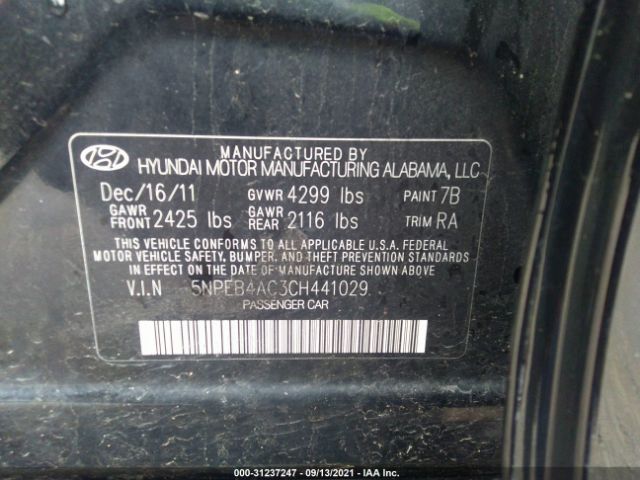 Photo 8 VIN: 5NPEB4AC3CH441029 - HYUNDAI SONATA 