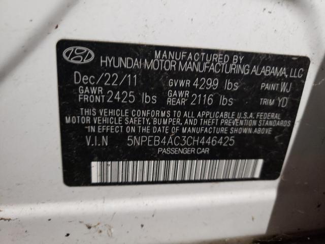 Photo 9 VIN: 5NPEB4AC3CH446425 - HYUNDAI SONATA GLS 