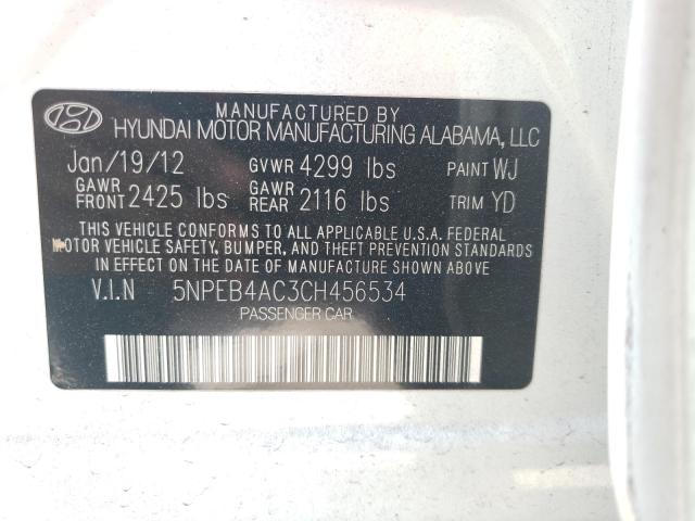 Photo 9 VIN: 5NPEB4AC3CH456534 - HYUNDAI SONATA GLS 