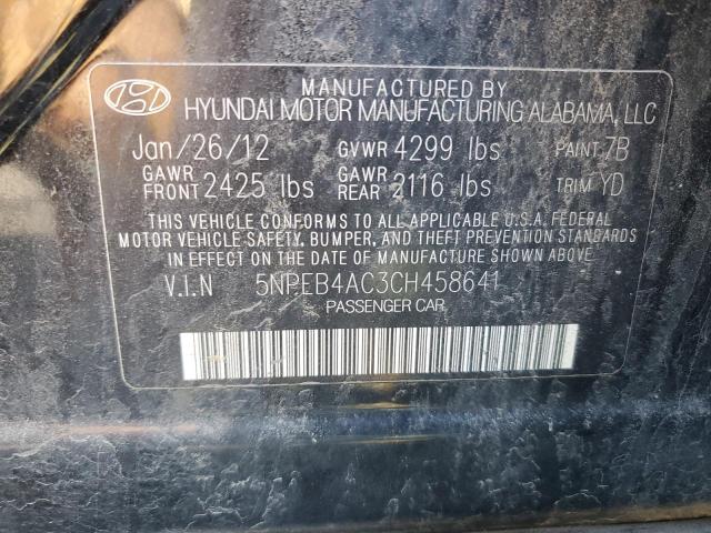 Photo 11 VIN: 5NPEB4AC3CH458641 - HYUNDAI SONATA 