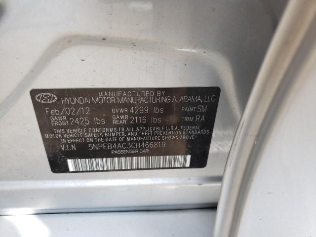 Photo 9 VIN: 5NPEB4AC3CH466819 - HYUNDAI SONATA GLS 