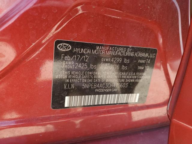 Photo 11 VIN: 5NPEB4AC3CH475603 - HYUNDAI SONATA 