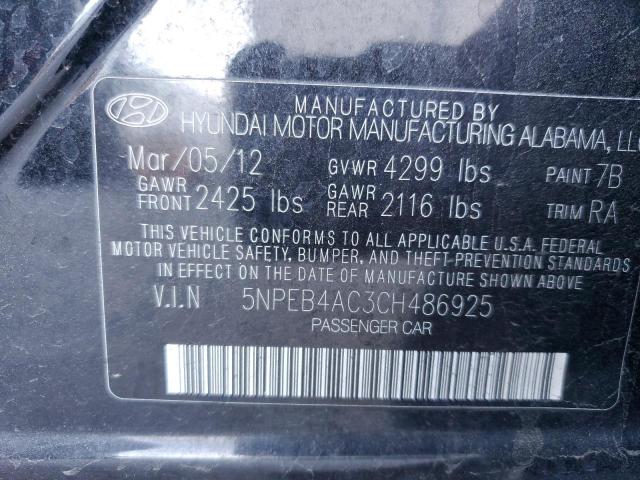 Photo 11 VIN: 5NPEB4AC3CH486925 - HYUNDAI SONATA GLS 