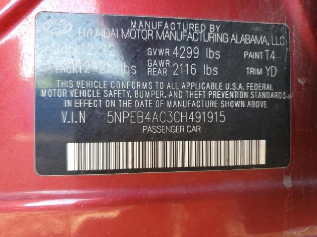 Photo 11 VIN: 5NPEB4AC3CH491915 - HYUNDAI SONATA GLS 