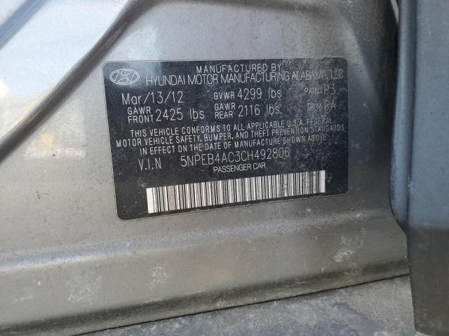 Photo 12 VIN: 5NPEB4AC3CH492806 - HYUNDAI SONATA GLS 