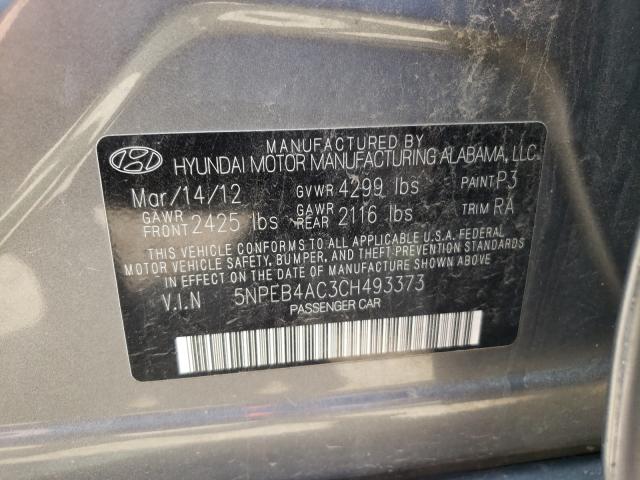 Photo 9 VIN: 5NPEB4AC3CH493373 - HYUNDAI SONATA GLS 