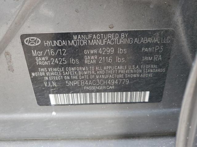 Photo 11 VIN: 5NPEB4AC3CH494779 - HYUNDAI SONATA GLS 