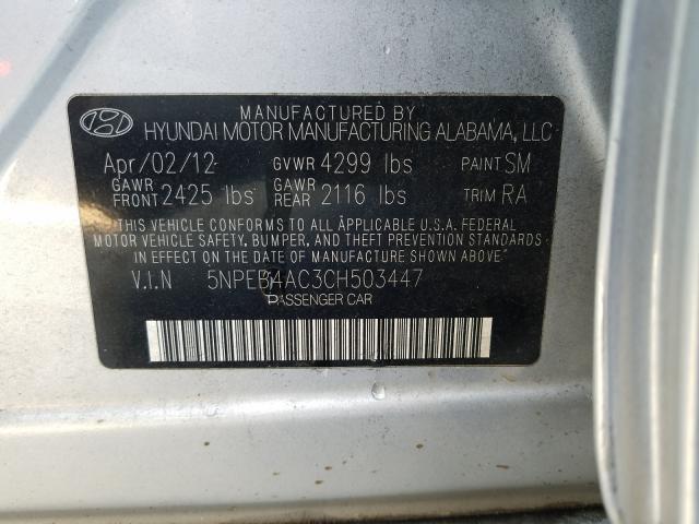 Photo 9 VIN: 5NPEB4AC3CH503447 - HYUNDAI SONATA GLS 