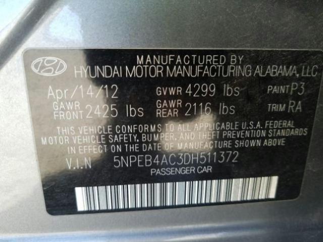 Photo 9 VIN: 5NPEB4AC3DH511372 - HYUNDAI SONATA 